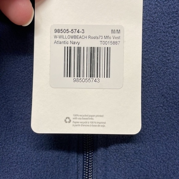 Roots 73 NWT Willowbeach Blue Microfleece NSC Zip Up Vest Size Medium - Picture 6 of 11